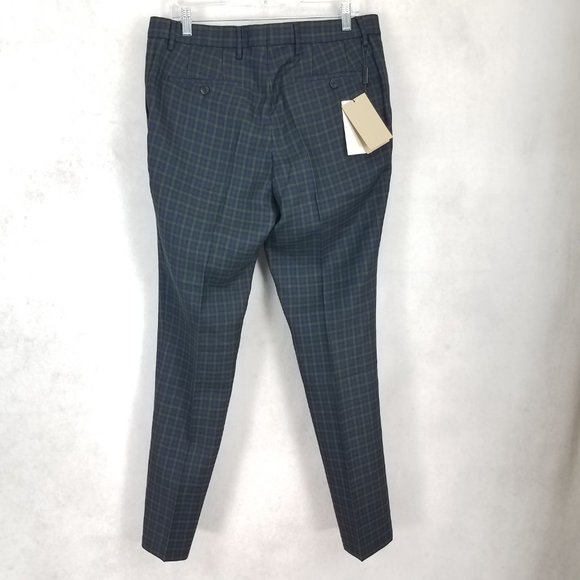 Burberry Men's 40 Soho Tartan Plaid Straight Leg Trousers Pants in Blue/Green - Picture 8 of 16